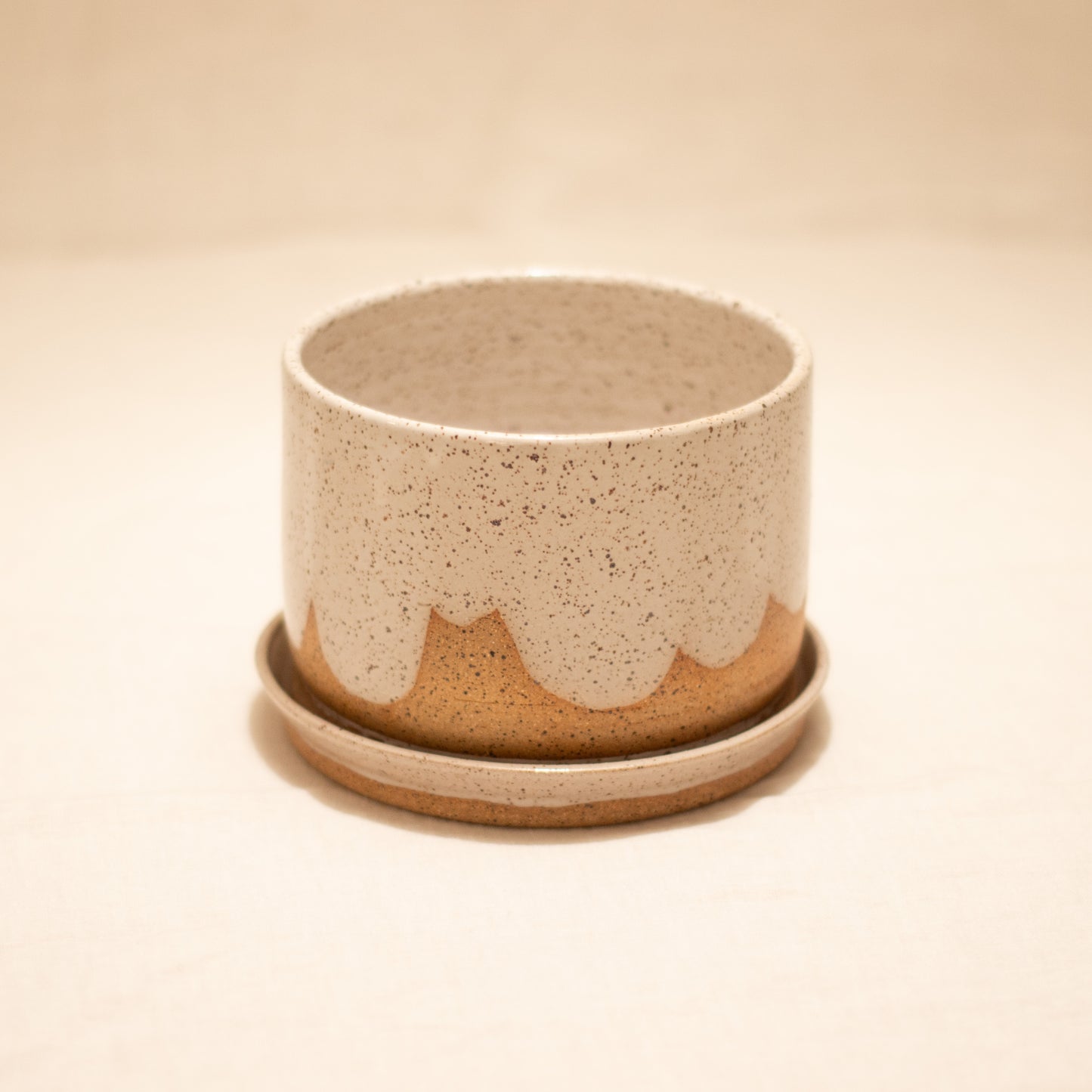 5" Scalloped Glaze Planter w/ Matching Plate